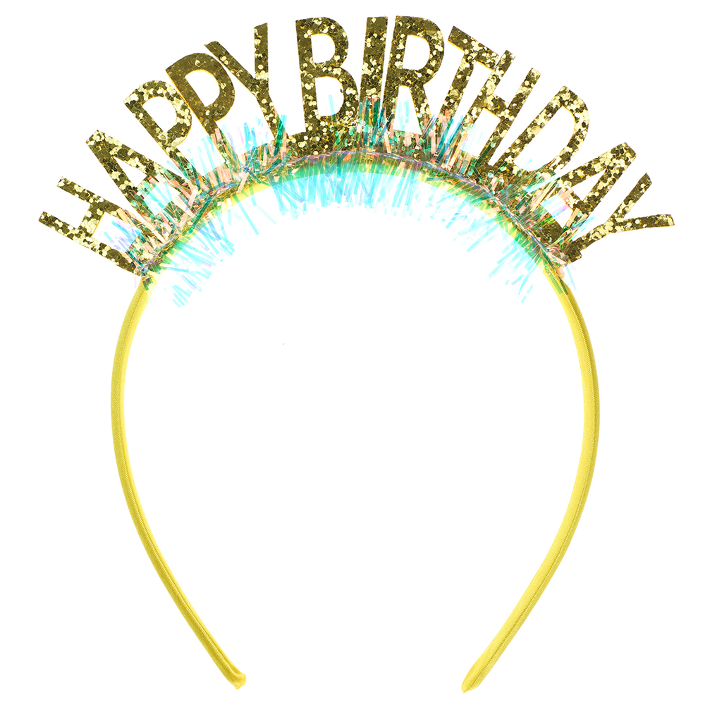 Ободок «Happy Birthday» в золотом цвете с блестками