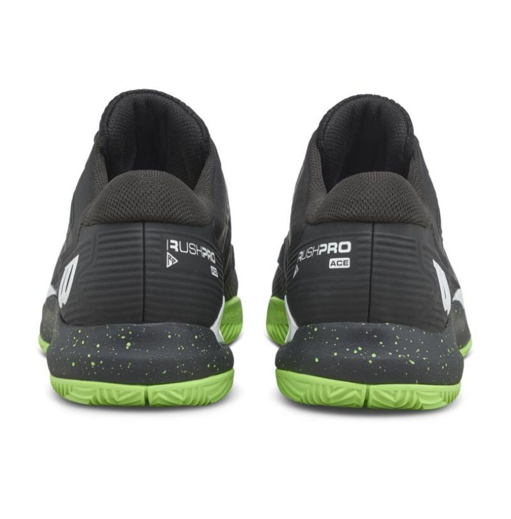 Мужские кроссовки теннисные Wilson Rush Pro Ace Clay TP - black/green/white