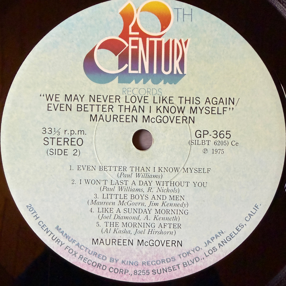 Виниловая пластинка Maureen McGovern ‎– We May Never Love Like This Again / Even Better Than I Know Myself LP