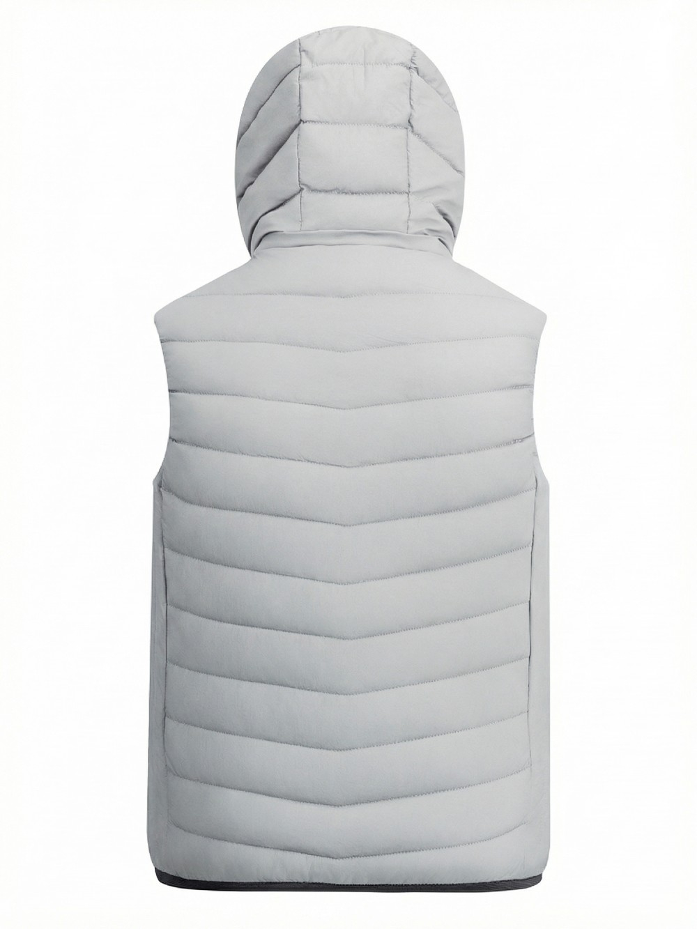 Мужской лёгкий стёганый жилет Valianly с капюшоном серого цвета 9635_1Sr