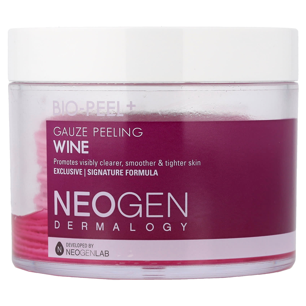 Neogen, Dermalogy, Bio-Peel + Advanced Treatment, марлевый пилинг, вино, 30 шт., 200 мл (6,76 жидк. унц.)