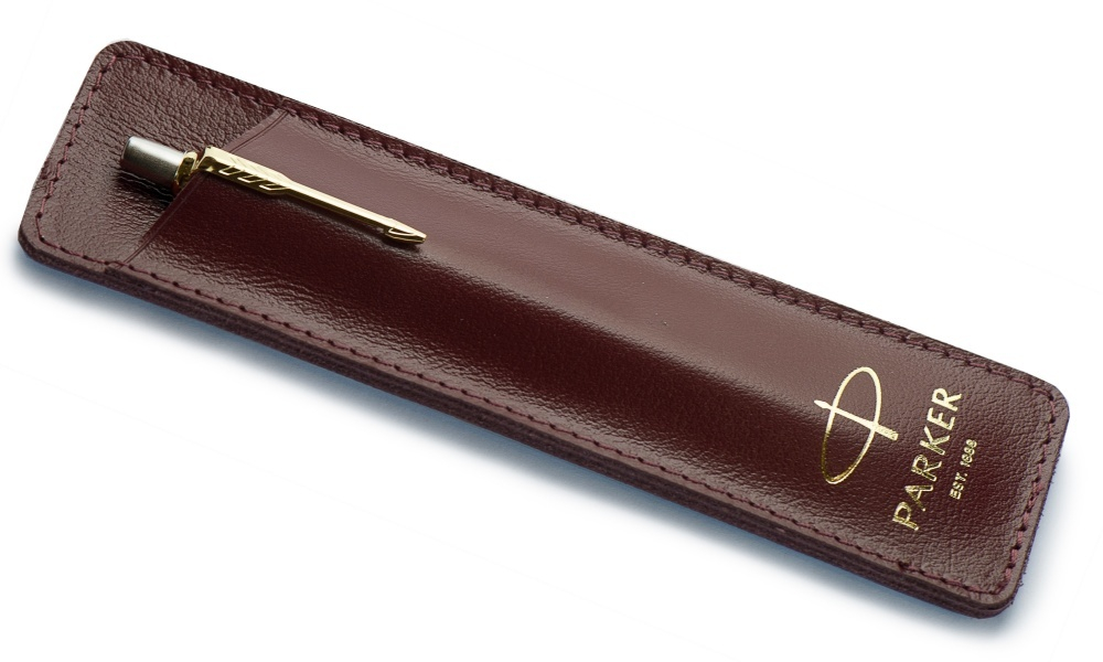 Чехол Parker из натуральной кожи, цвет Monochrome Brown с золотым тиснением