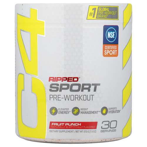 C4 / Cellucor, C4® Ripped Sport, предтренировочный комплекс, со вкусом фруктового пунша, 213 г (7,5 унции)