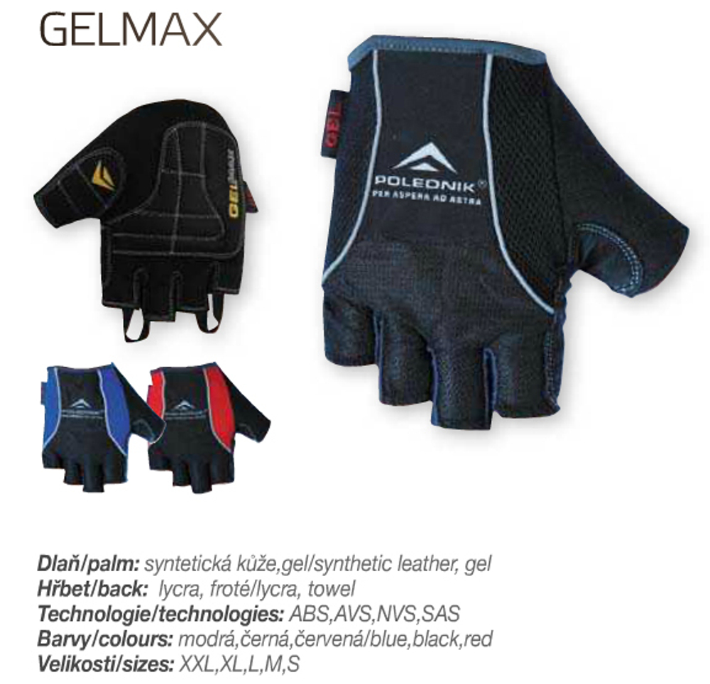 Велоперчатки Polednik GELMAX  р. 12 XXL Black,Blue,Red