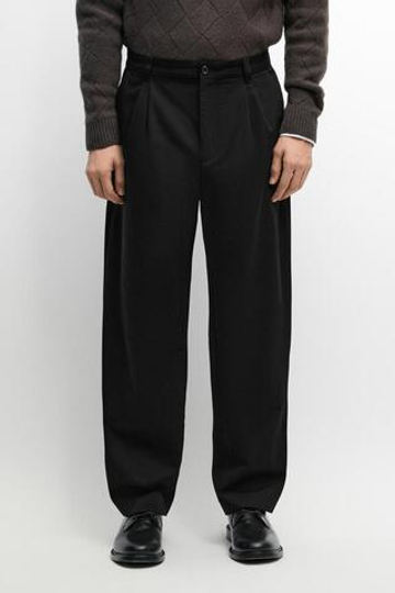 Massimo Dutti Брюки из 100% хлопка с двойными защипами, черный