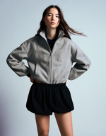 Женская куртка из фетра со сборкой по низу - BERSHKA