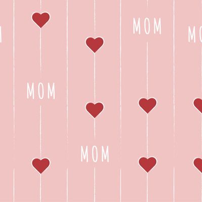 Розовый принт с надписью mom и сердечками. День матери