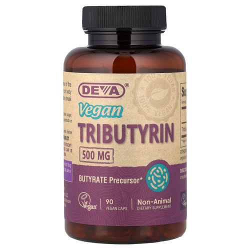 Deva, Веганский трибутирин, 500 мг, 90 веганских капсул