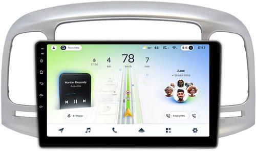 Магнитола для Hyundai Verna 2006-2010 (рамка серебро) - Teyes CC4L монитор 9" IPS, Android 14, Быстрая, Snapdragon 662, CarPlay, 4G SIM-слот