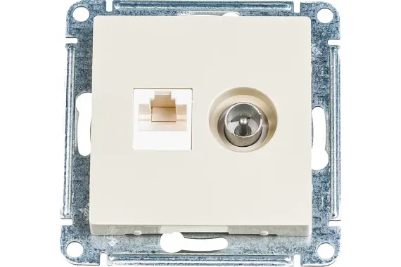 Розетка TV+RJ45 Systeme Electric ATLASDESIGN бежевая 36002