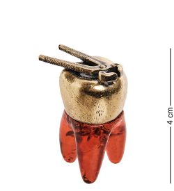 Народные промыслы AM-2762 Фигурка «Зуб с щипцами» (латунь, янтарь)