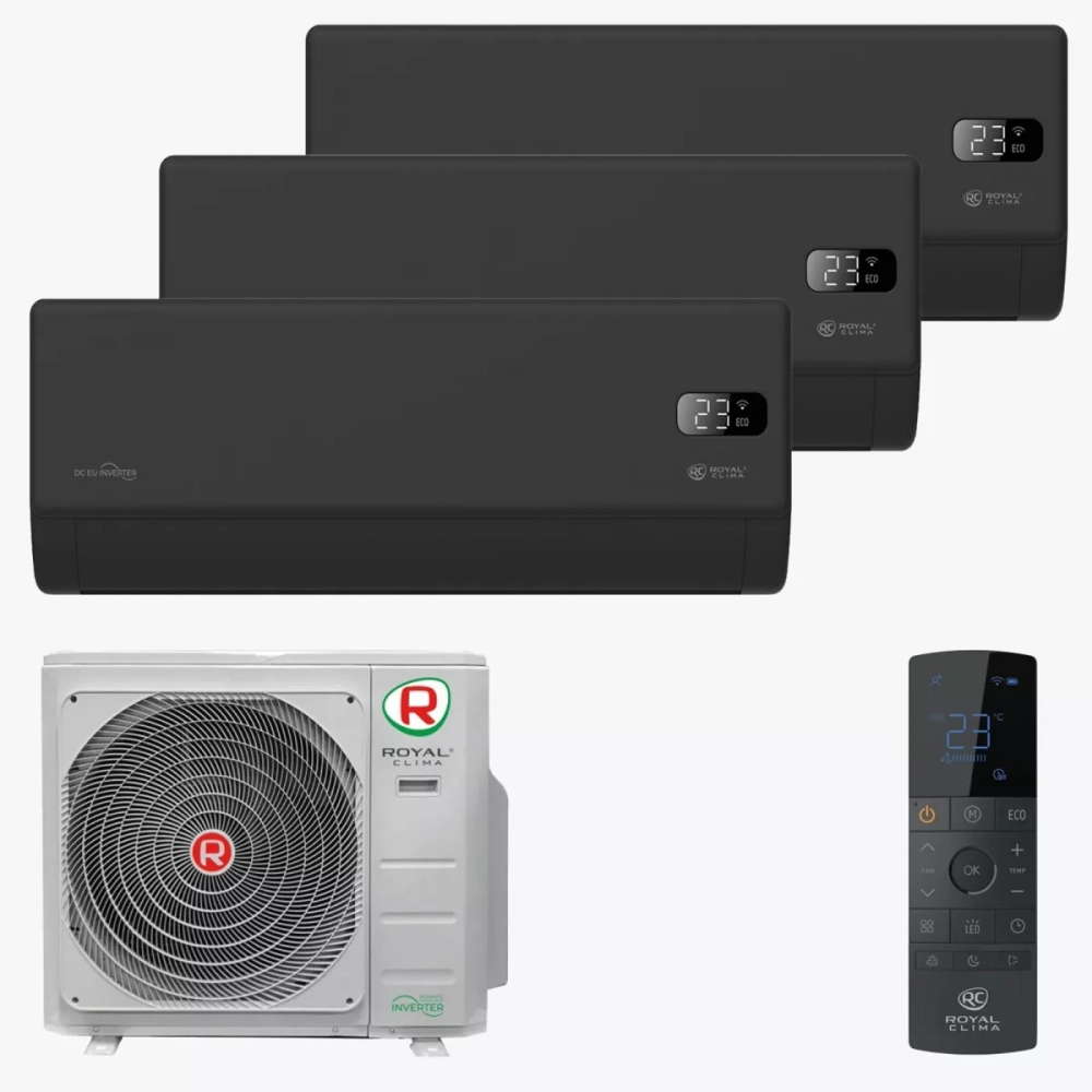 Мульти сплит система Royal Clima на 3 комнаты (20+20+20 кв.м) серия VENTURO NERO