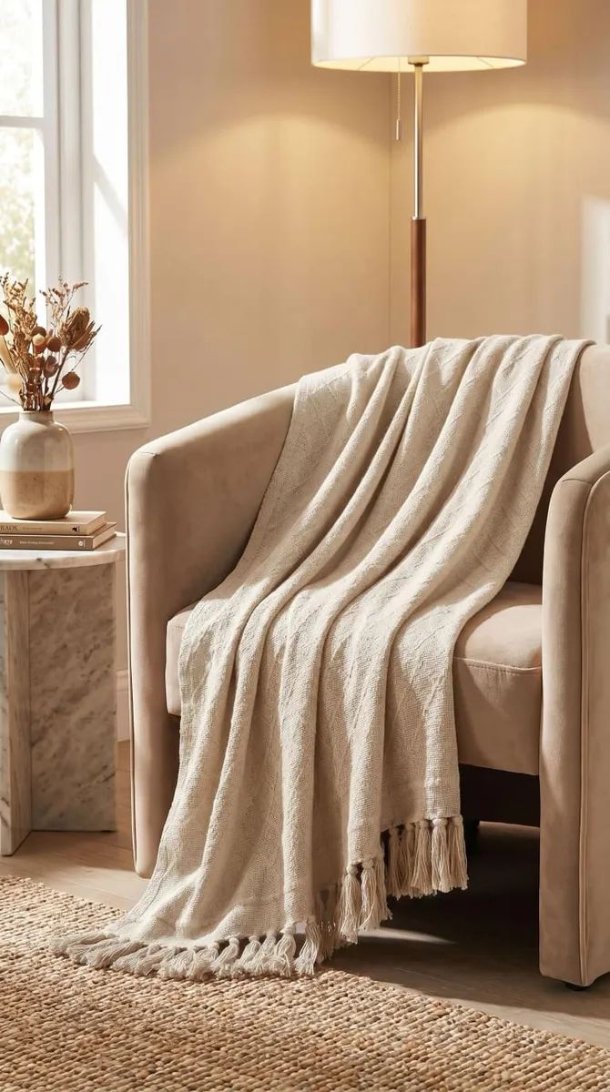 Velora Home Плед Однотонный-1 Молочный цвет  200х230 100% Хлопок — фото 6