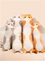 Мягкая игрушка длинный Кот батон, серый, 90 см