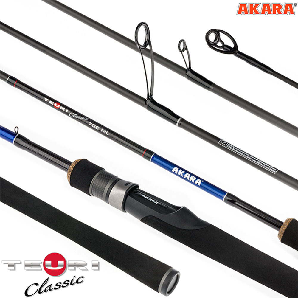 Спиннинг штекерный угольный 2 колена Akara Teuri Classic ML702 TX-30 (5,5-17,5) 2,1 м