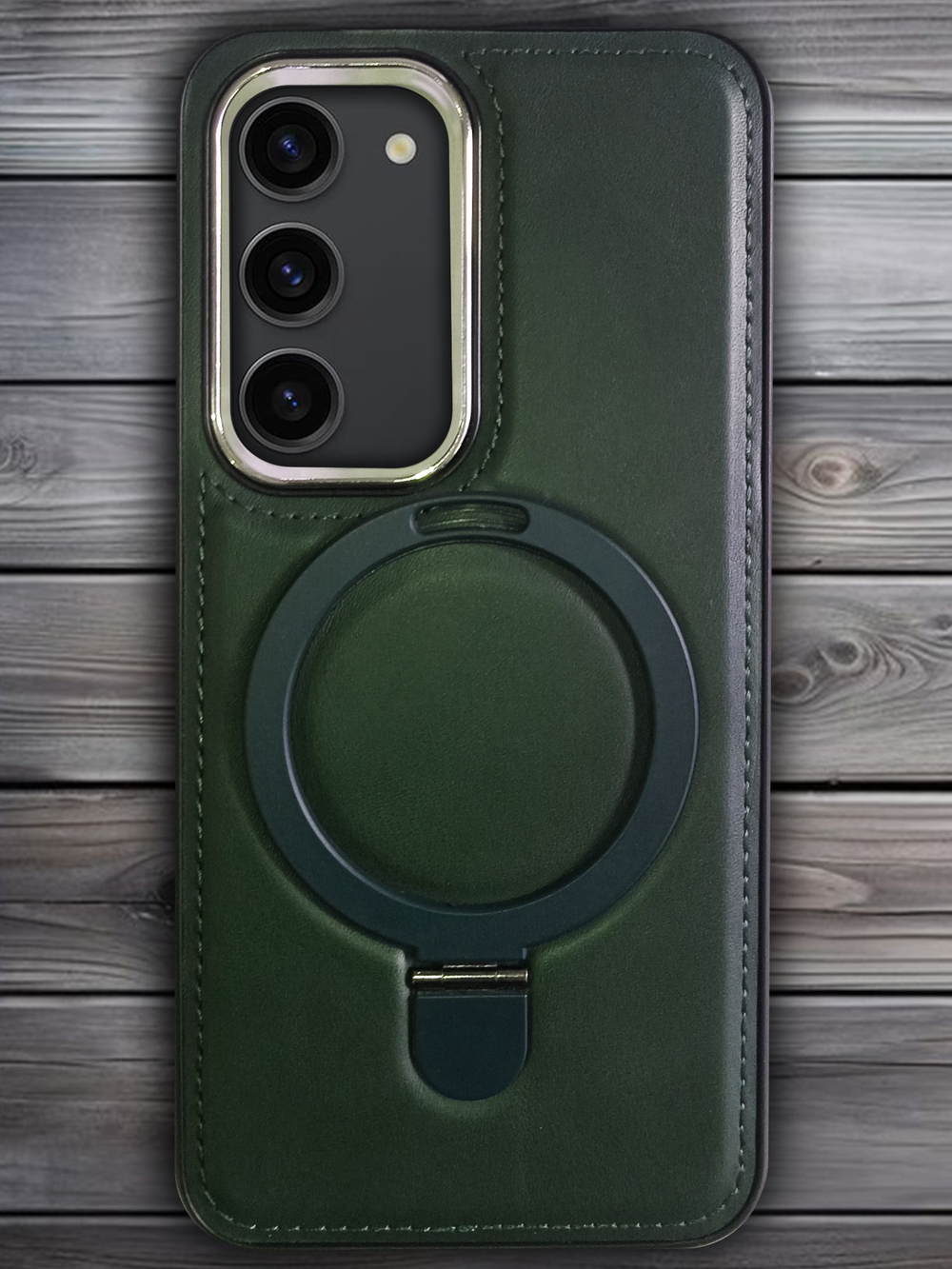 Business style чехол из кожи для SAMSUNG GALAXY S23 (не ULTRA/ FE/ PLUS!) с кольцом-подставкой и бархатной подкладкой