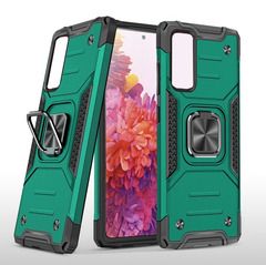 Противоударный чехол для Samsung Galaxy A51 А515 зеленый с пластиной для магнитного автодержателя и кольцом подставкой