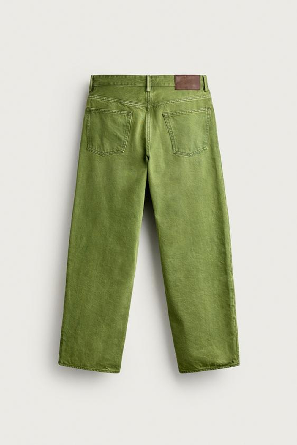 ZARA ДЖИНСЫ STRAIGHT FIT С ЭФФЕКТОМ ПОТЕРТОСТИ, ЗЕЛЕНЫЙ