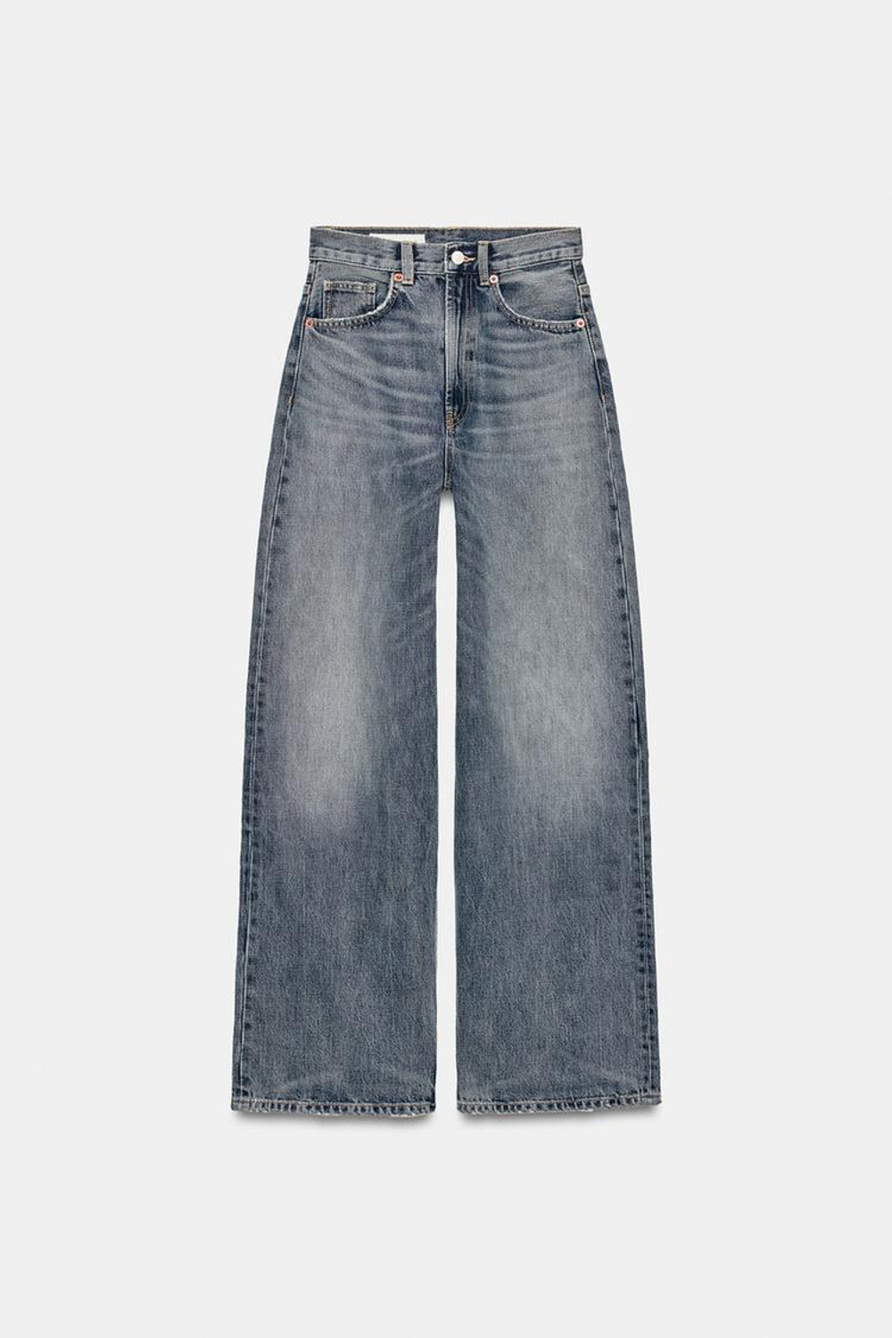 ZARA ДЖИНСЫ TRF EXTRA WIDE-LEG С ВЫСОКОЙ ПОСАДКОЙ, СЕРО-СИНИЙ
