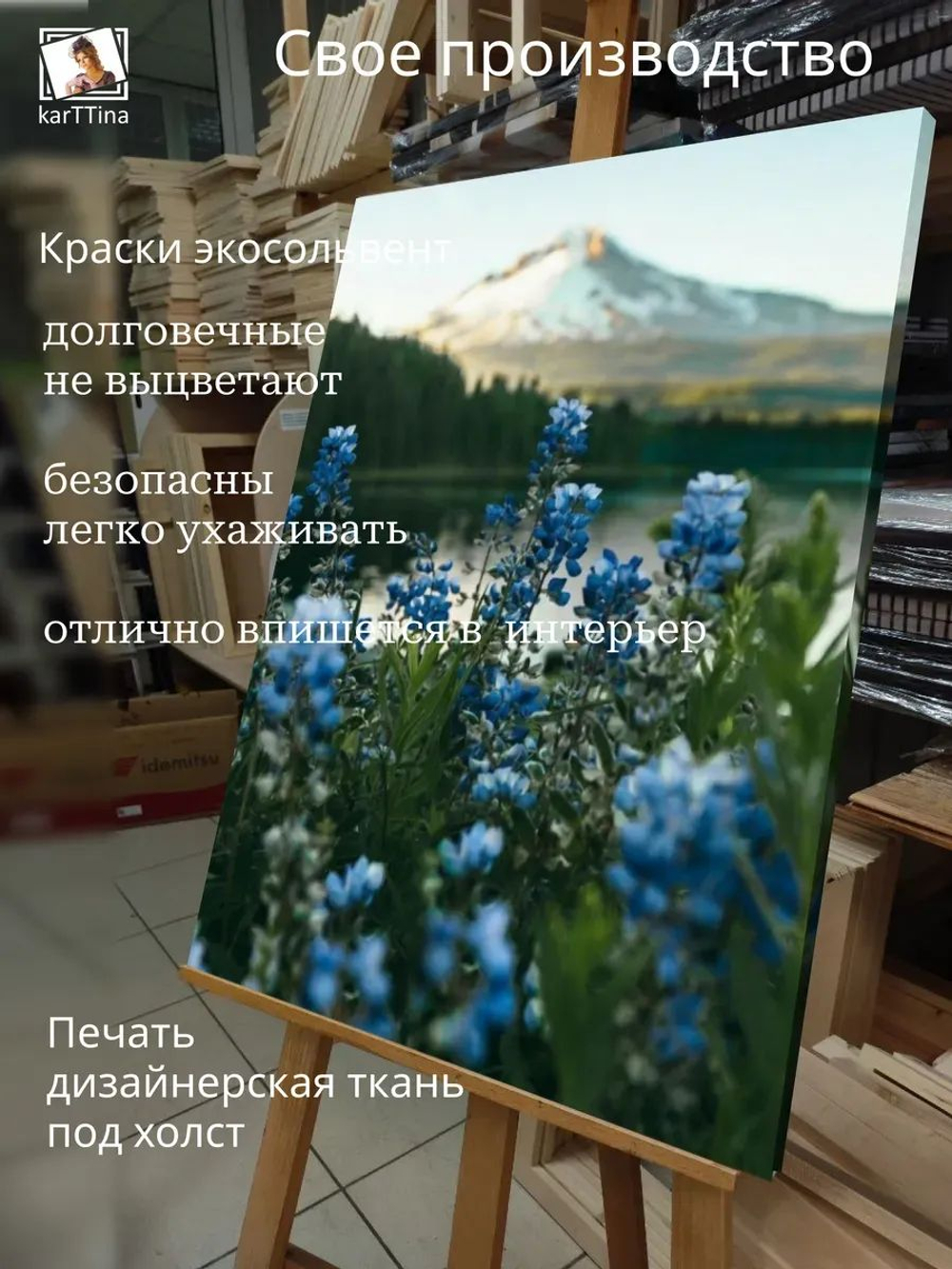 Картина Синее зеркало горы на стену 30х40см 1шт., на деревянном подрамнике