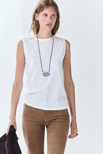 Massimo Dutti Топ без рукавов из 100% хлопка, белый