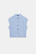 РУБАШКА БЕЗ РУКАВОВ ИЗ СМЕСОВОГО ЛЬНА — ZARA
