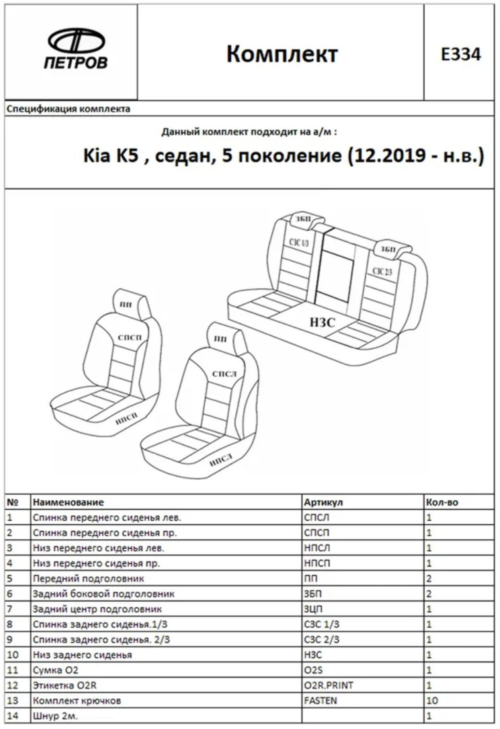 Чехлы на сиденья Киа К5 седан 5 пок. (2019-2022)