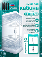 Душевая кабина DIONRIA (100х80) стекло с узором, поддон низкий