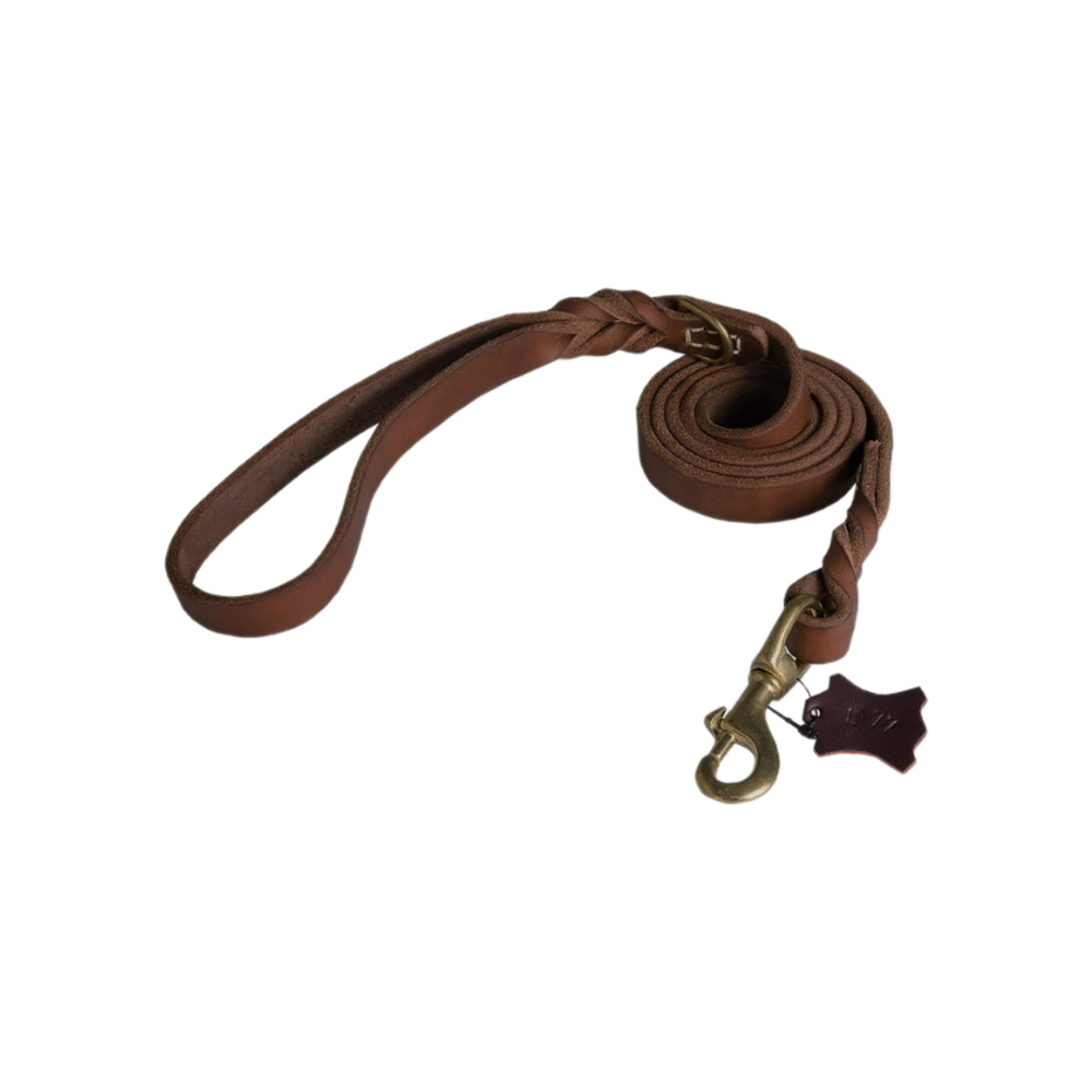 Военный кожаный поводок "Military Leather Leash" фурнитура латунь длина  ширина 19мм