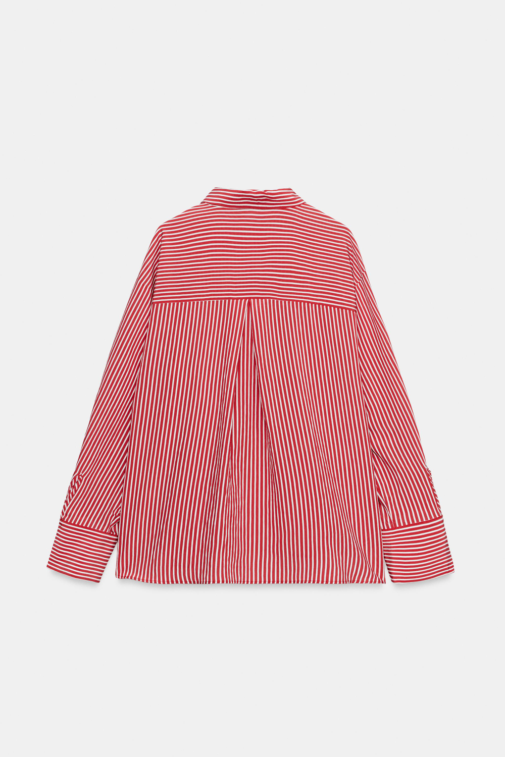 РУБАШКА В ПОЛОСКУ С КОМБИНИРОВАННЫМИ МАНЖЕТАМИ — ZARA