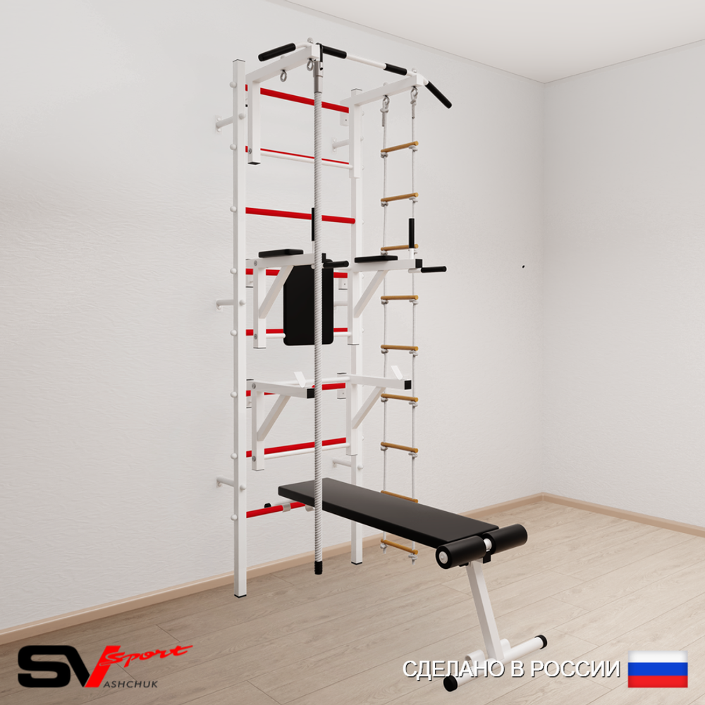 Шведская стенка Sv Sport усиленная 695 (Турник стандарт/Брусья/Стойка/Скамья/Канат/Лестница)