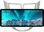 Магнитола для Hyundai Solaris 1 2010-2016 (рамка серебро) - Teyes CC4 монитор 12.3" 2K QLED + рамка 9, Android 14, Быстрейшая, Snapdragon 680, DSP, CarPlay, 4G SIM-слот