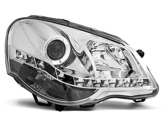 Передние фары VW Polo 4 9N3 daylight chrome