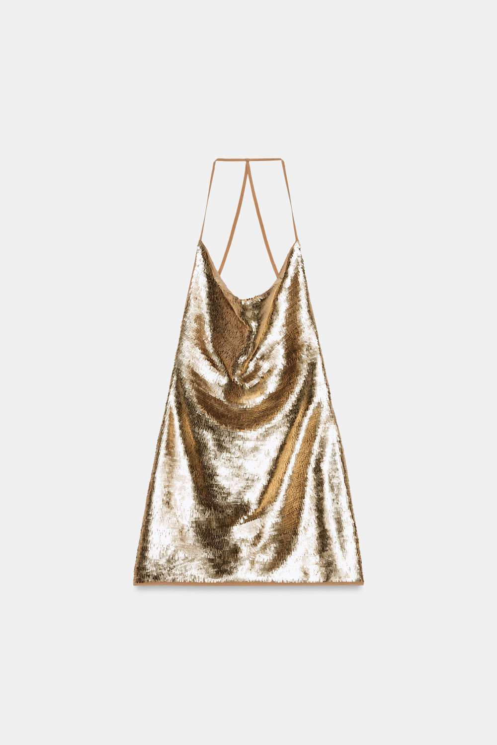 МИНИ-ПЛАТЬЕ ХАЛТЕР СО СБОРКАМИ И ПАЙЕТКАМИ — ZARA
