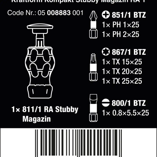 Набор Kraftform Kompakt магазин Stubby RA 1 WERA 05008883001