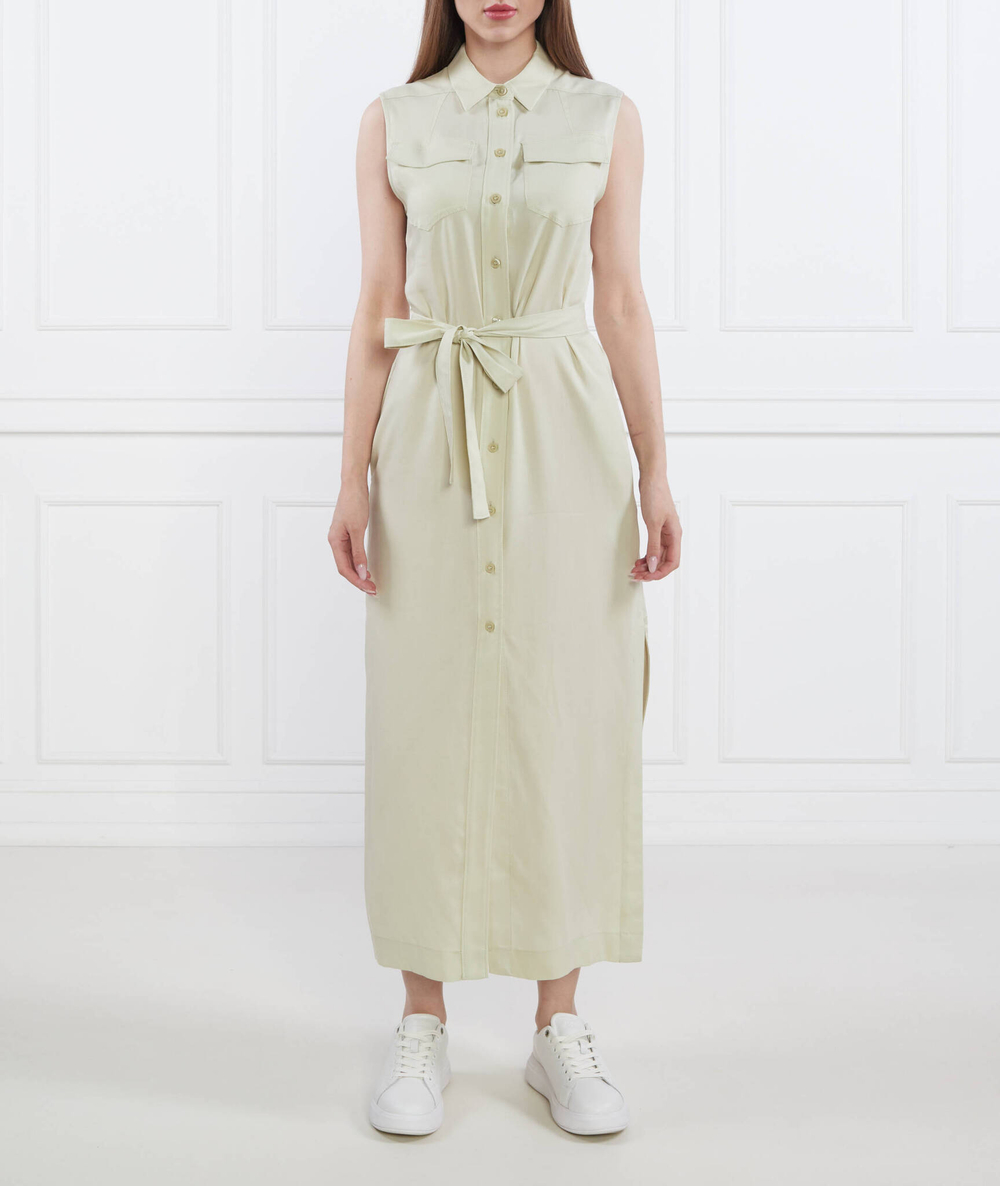 Платье с ремешком TENCEL SLEEVELESS SHIRT DRESS Calvin Klein - фисташковый(K20K205204)