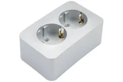 Розетка Systeme Electric BLANCA с заземлением двойная накладная алюминий 30882