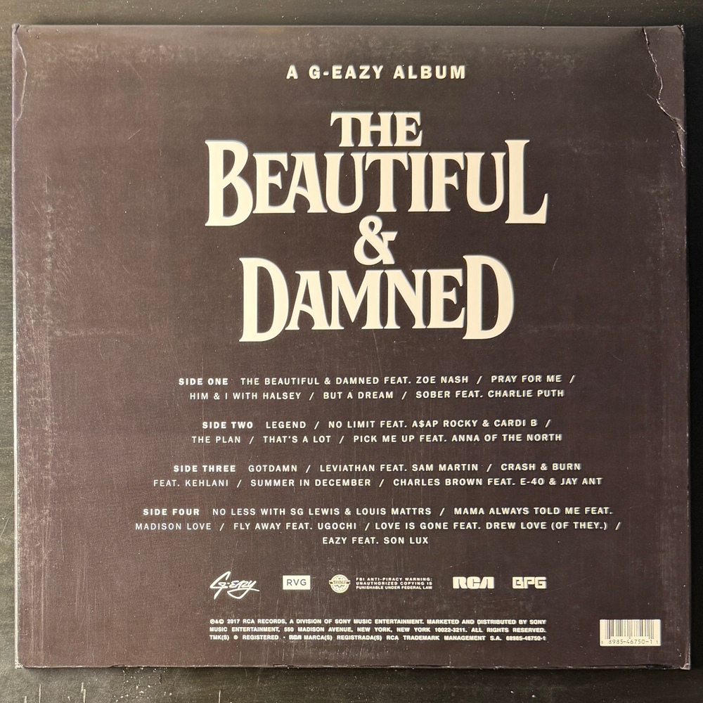 G-Eazy – The Beautiful & Damned 2LP (США 2018г.) Black/White