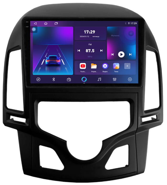Магнитола для Hyundai i30 2007-2012 (климат) - Parafar PF258T1RN2K на Android 13, Быстрая, QLED+2K, CarPlay, 4G SIM-слот