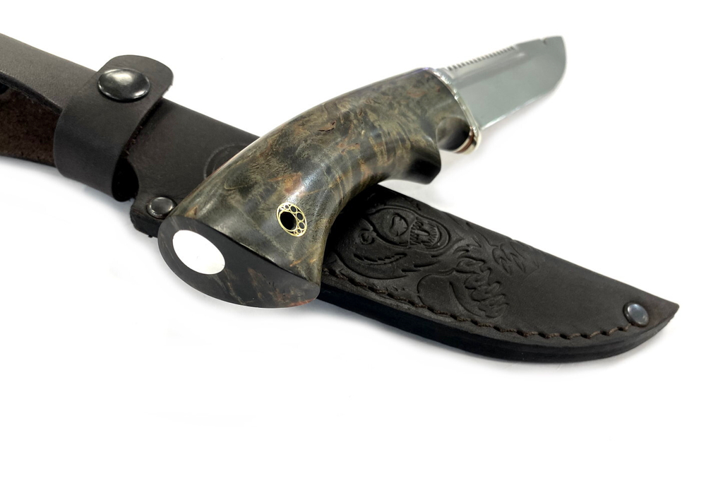 Нож Щука, Bohler M390, стабилизированная карельская береза