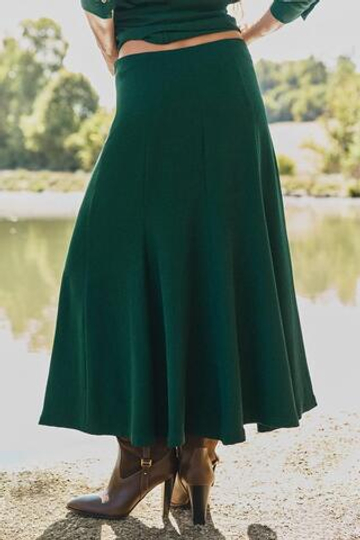 ZARA РАСКЛЕШЕННАЯ ЮБКА МИДИ, ЗЕЛЕНЫЙ