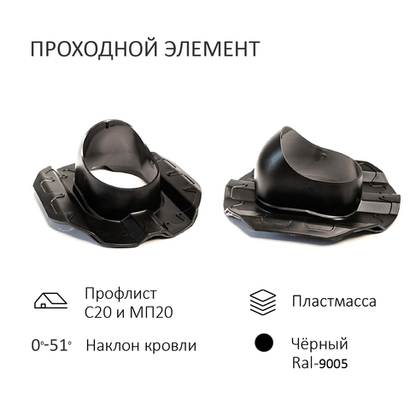 Проходной элемент PROF-20 для металлопрофиля, чёрный