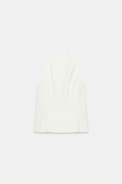 ZARA ЖИЛЕТ СО СКЛАДКАМИ, БЕЛЫЙ