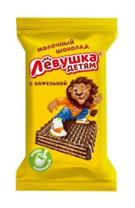Десерт Лёвушка детям шоколад с вафлями Славянка пак 10 шт.