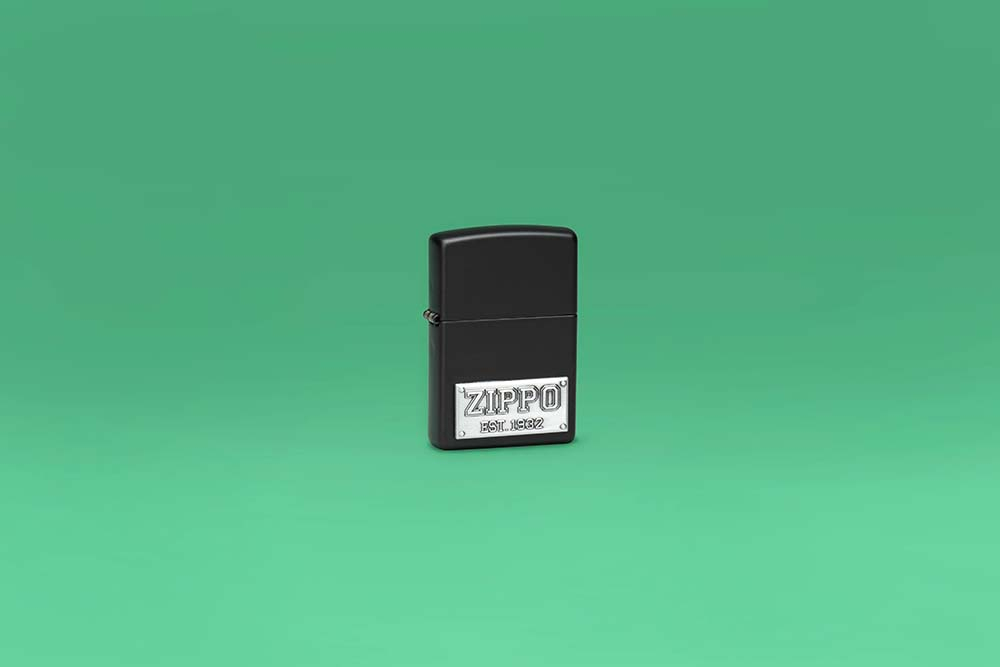 Зажигалка Zippo License Plate с покрытием Black Matte, латунь/сталь, черная, 38x13x57 мм