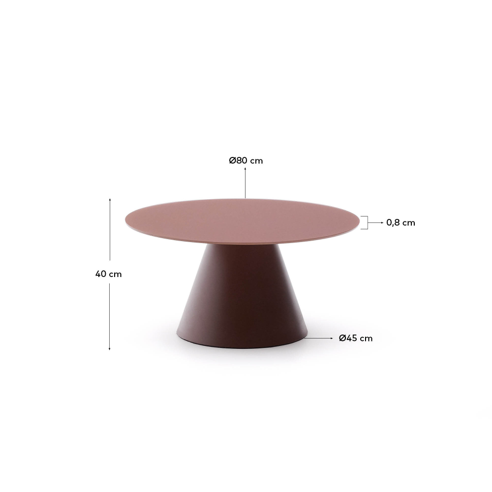 Журнальный столик La Forma (ex Julia Grup) Wilshire из стекла и стали терракотовый Ø80cm
