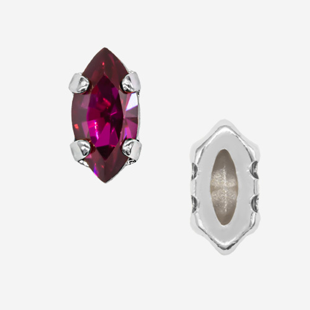 Кристалл Маркиз (Marquise Fancy Stone) в цапах, оттенок "Фуксия"/"Fuchsia", 8*4мм, родирование