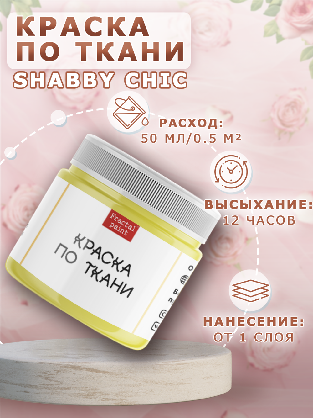 Краска по ткани и обуви, одежды акриловая Shabby Chic «Лимон со льдом»