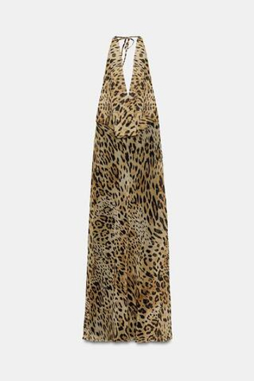 ZARA ПЛАТЬЕ С АНИМАЛИСТИЧЕСКИМ ПРИНТОМ, ЛЕОПАРДОВЫЙ