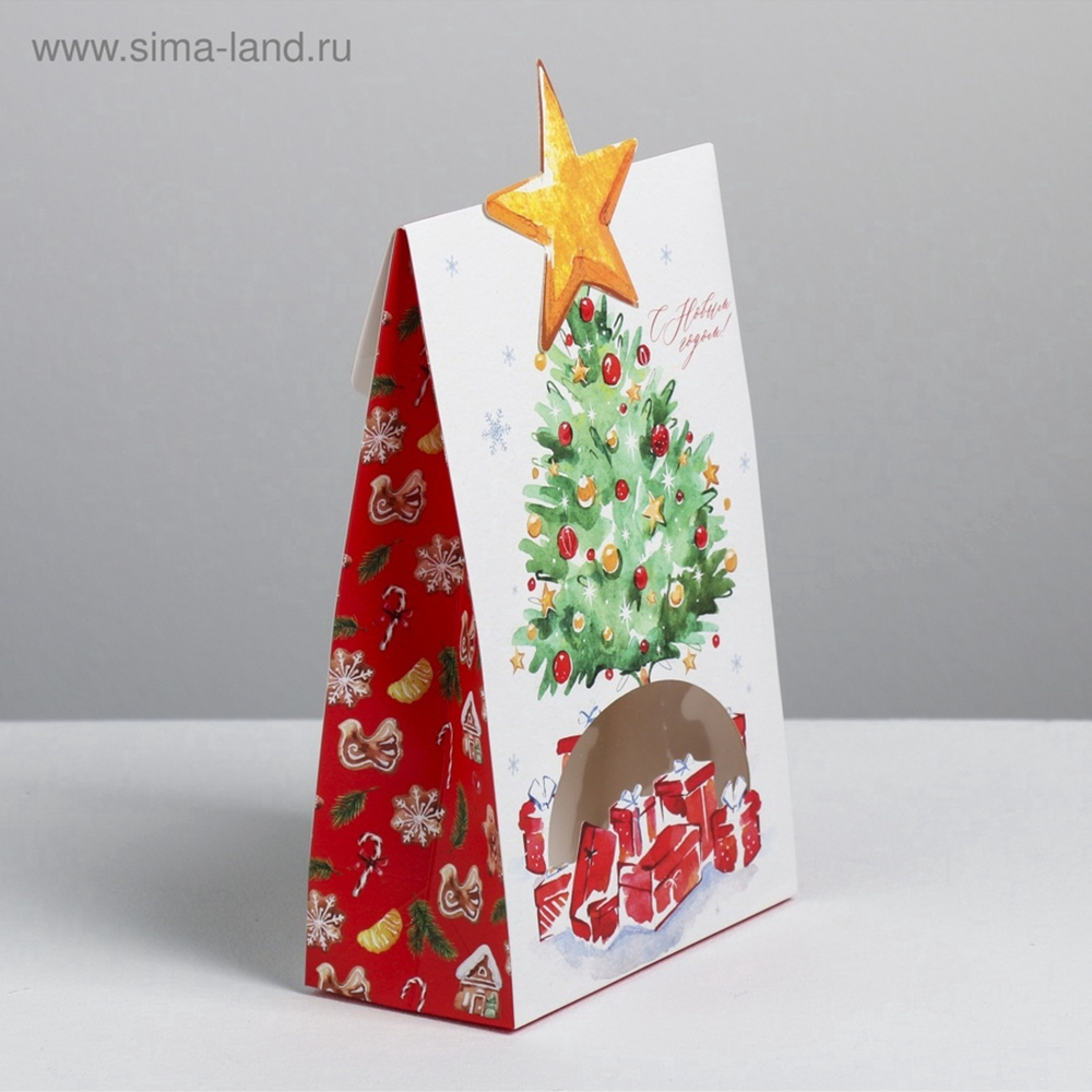 Коробка подарочная новогодняя складная «С Новым годом», 15×7×22 см, 4310317